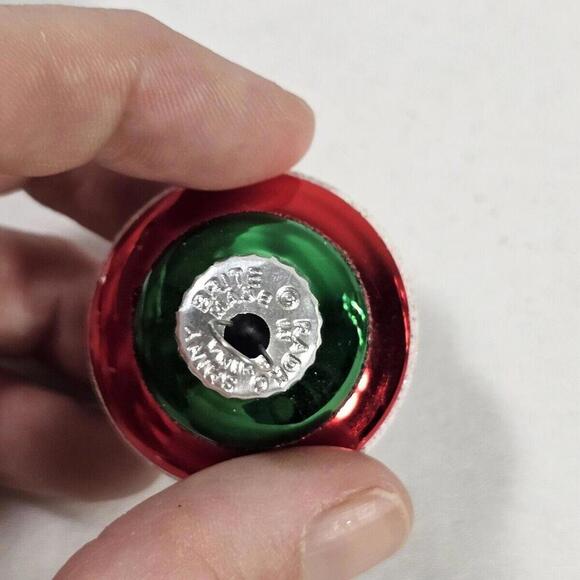 2 Christopher Radko Christmas Ornaments Shiny Brite Bell Stripe Red Green Silver - Picture 5 of 7